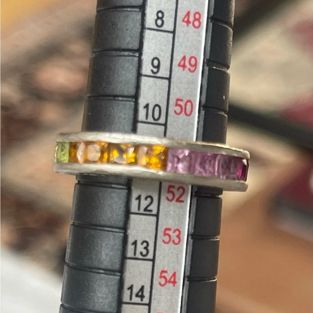 Sterling Silver ring with multi colored stones